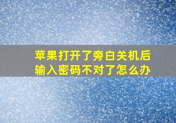 苹果打开了旁白关机后输入密码不对了怎么办