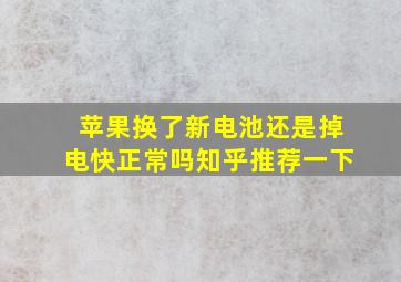 苹果换了新电池还是掉电快正常吗知乎推荐一下