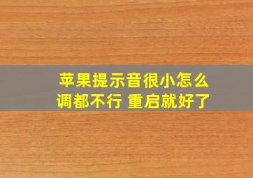 苹果提示音很小怎么调都不行 重启就好了