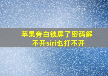 苹果旁白锁屏了密码解不开siri也打不开