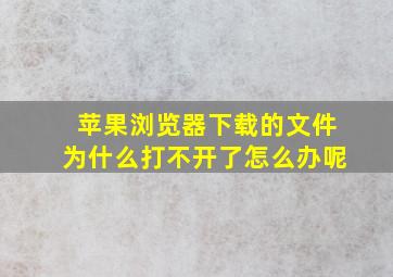 苹果浏览器下载的文件为什么打不开了怎么办呢