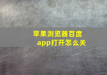 苹果浏览器百度app打开怎么关