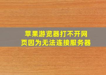 苹果游览器打不开网页因为无法连接服务器