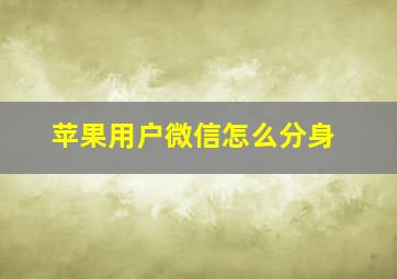 苹果用户微信怎么分身