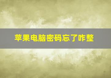 苹果电脑密码忘了咋整