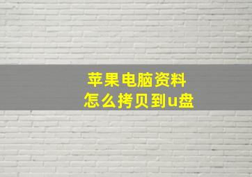 苹果电脑资料怎么拷贝到u盘