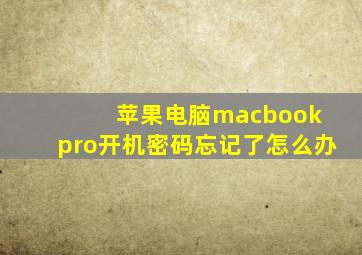 苹果电脑macbook pro开机密码忘记了怎么办