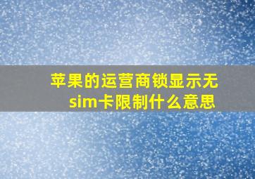 苹果的运营商锁显示无sim卡限制什么意思