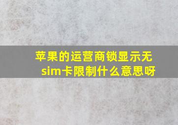 苹果的运营商锁显示无sim卡限制什么意思呀