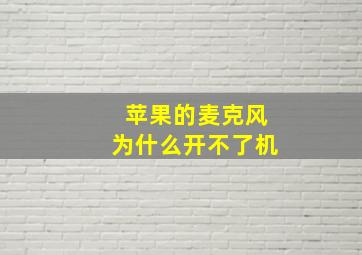 苹果的麦克风为什么开不了机