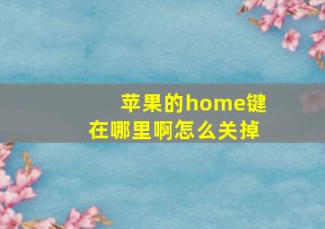 苹果的home键在哪里啊怎么关掉