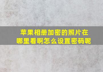 苹果相册加密的照片在哪里看啊怎么设置密码呢