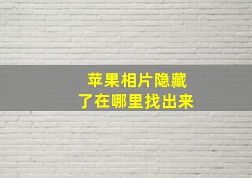 苹果相片隐藏了在哪里找出来