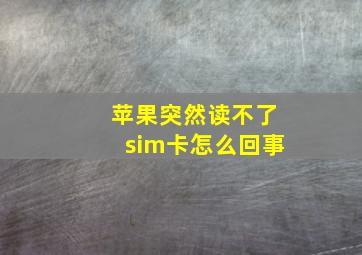 苹果突然读不了sim卡怎么回事