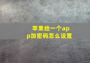 苹果给一个app加密码怎么设置