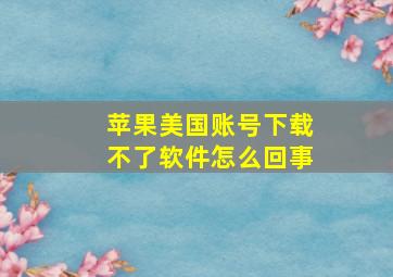 苹果美国账号下载不了软件怎么回事