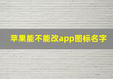 苹果能不能改app图标名字