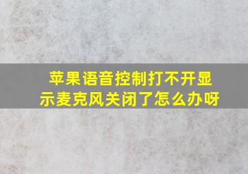 苹果语音控制打不开显示麦克风关闭了怎么办呀