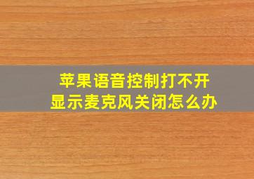 苹果语音控制打不开显示麦克风关闭怎么办