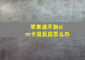 苹果读不到sim卡没反应怎么办