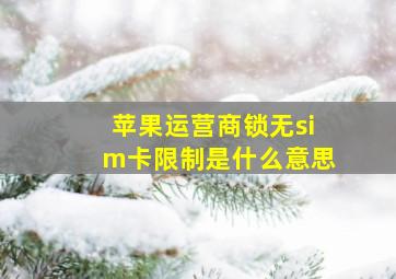 苹果运营商锁无sim卡限制是什么意思