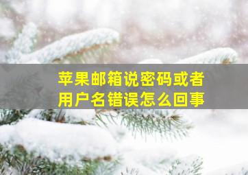 苹果邮箱说密码或者用户名错误怎么回事