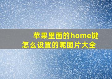 苹果里面的home键怎么设置的呢图片大全