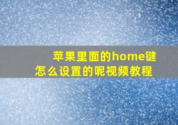 苹果里面的home键怎么设置的呢视频教程