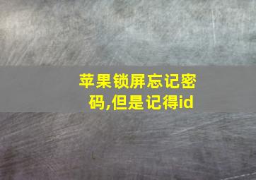 苹果锁屏忘记密码,但是记得id