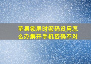 苹果锁屏时密码没用怎么办解开手机密码不对