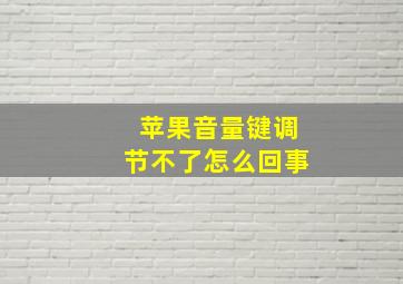 苹果音量键调节不了怎么回事