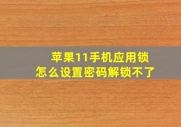 苹果11手机应用锁怎么设置密码解锁不了