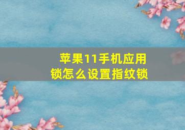 苹果11手机应用锁怎么设置指纹锁