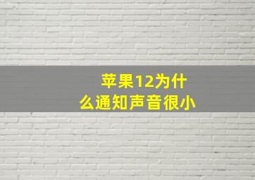 苹果12为什么通知声音很小