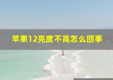 苹果12亮度不高怎么回事