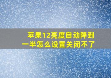 苹果12亮度自动降到一半怎么设置关闭不了