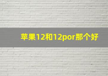 苹果12和12por那个好