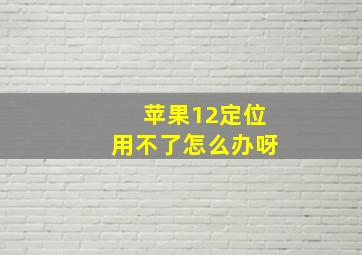 苹果12定位用不了怎么办呀