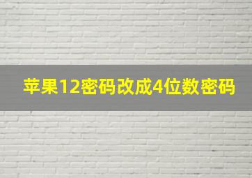 苹果12密码改成4位数密码