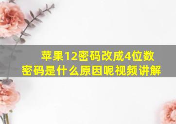 苹果12密码改成4位数密码是什么原因呢视频讲解