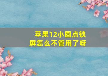 苹果12小圆点锁屏怎么不管用了呀