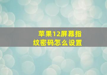 苹果12屏幕指纹密码怎么设置