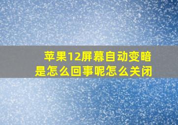 苹果12屏幕自动变暗是怎么回事呢怎么关闭