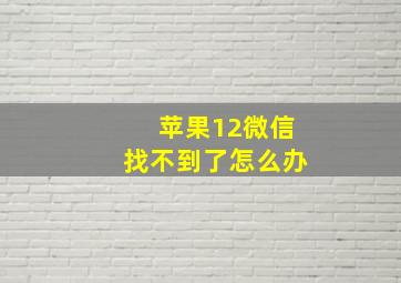 苹果12微信找不到了怎么办