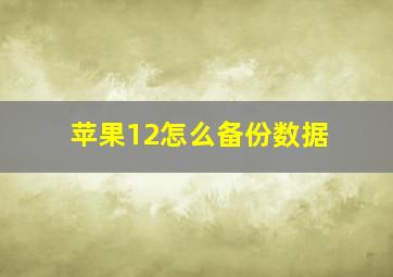 苹果12怎么备份数据