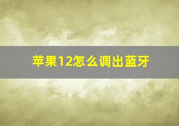 苹果12怎么调出蓝牙