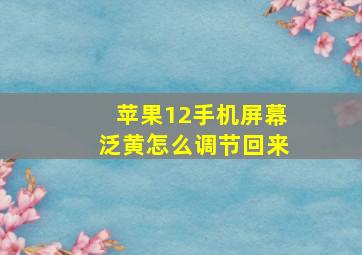 苹果12手机屏幕泛黄怎么调节回来