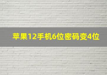 苹果12手机6位密码变4位