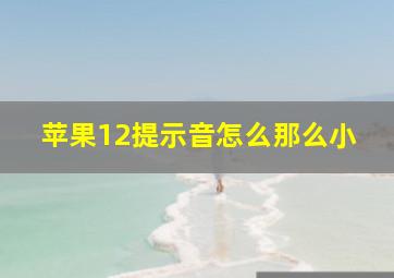 苹果12提示音怎么那么小