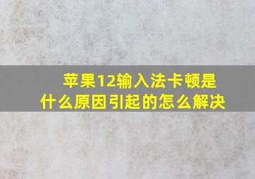 苹果12输入法卡顿是什么原因引起的怎么解决